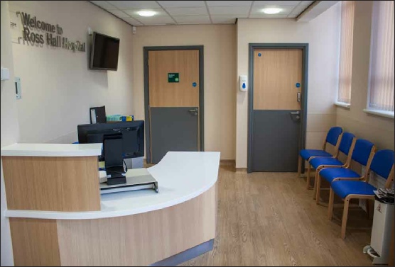 New Endoscopy Suite reception at BMI Ross Hall hospital, Glasgow