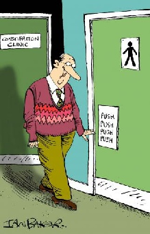 Cartoon  of constipation clinic